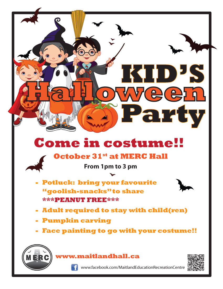 Kids invited for Halloween Party at MERC on Saturday afternoon