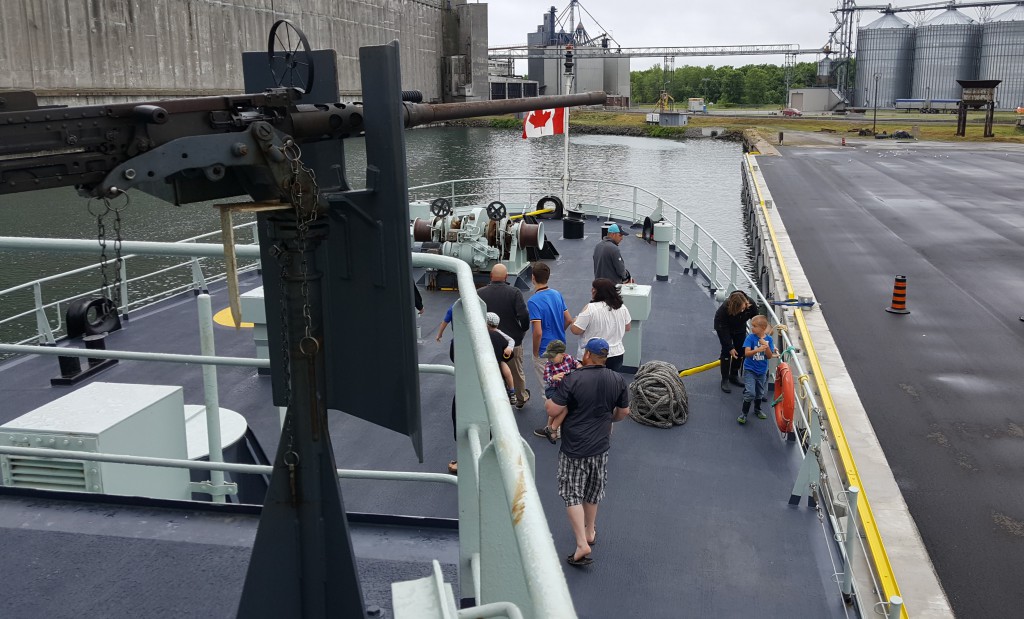 Looking down on the front deck of the HMCS Goose Bay