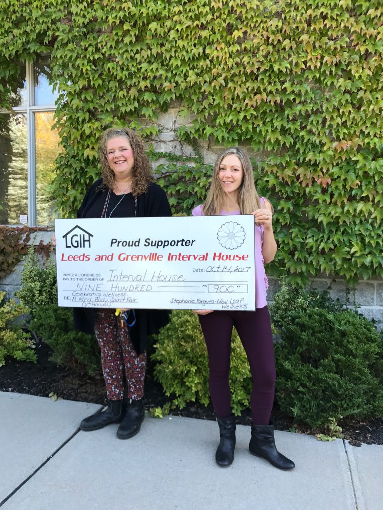 Interval House receives cheque from New Leaf Wellness