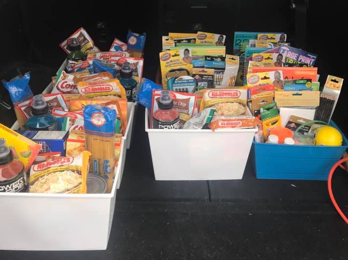 Self-care, food baskets being handed out to youth