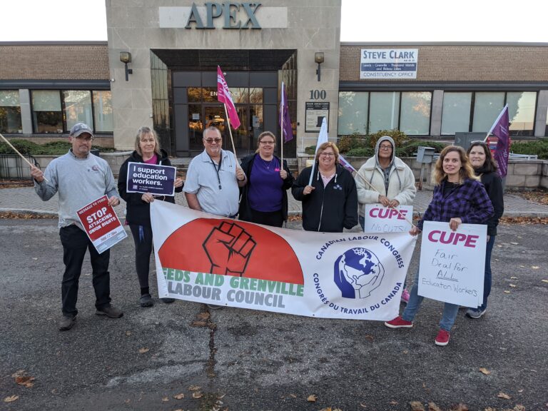 CUPE members, teachers protest Bill 28 outside MPP’s office