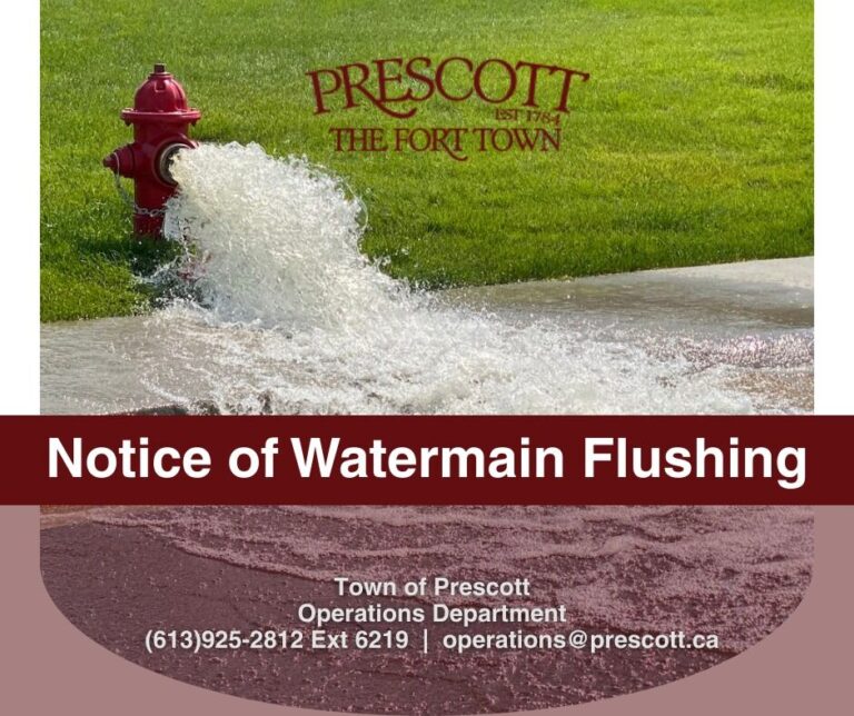Watermain flushing being done in Prescott in May